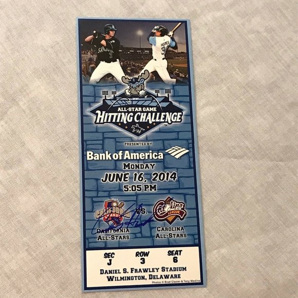 2014 Carolina League MILB All-Star challenge ticket stub Courtney Hawkins Signed - Picture 1 of 3